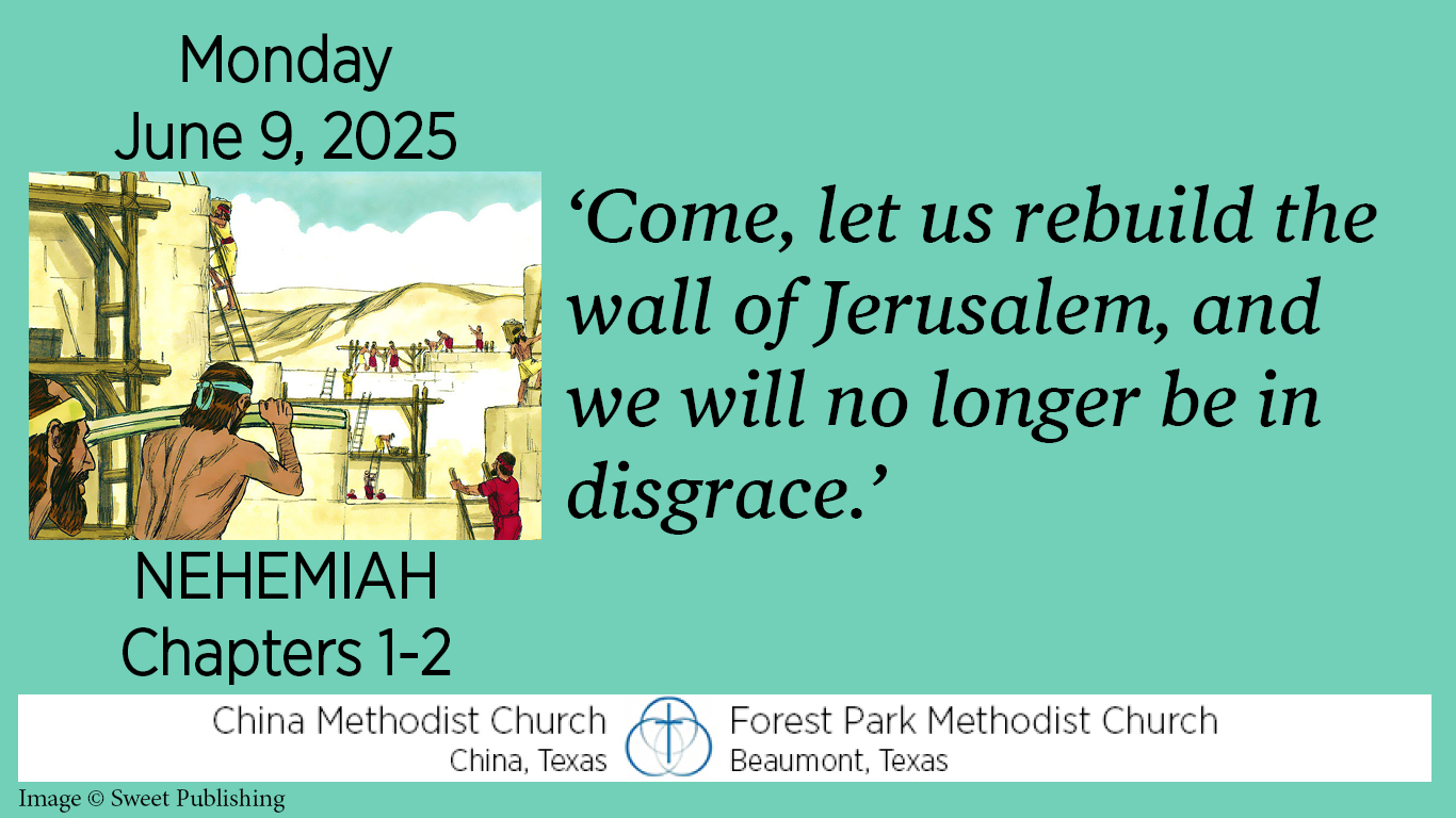 Come, let us rebuild the wall of Jerusalem, and we will no longer be in disgrace.