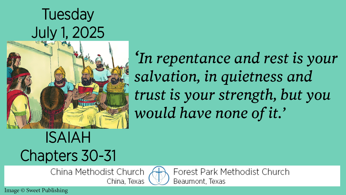 In repentance and rest is your salvation, in quietness and trust is your strength, but you would have none of it.