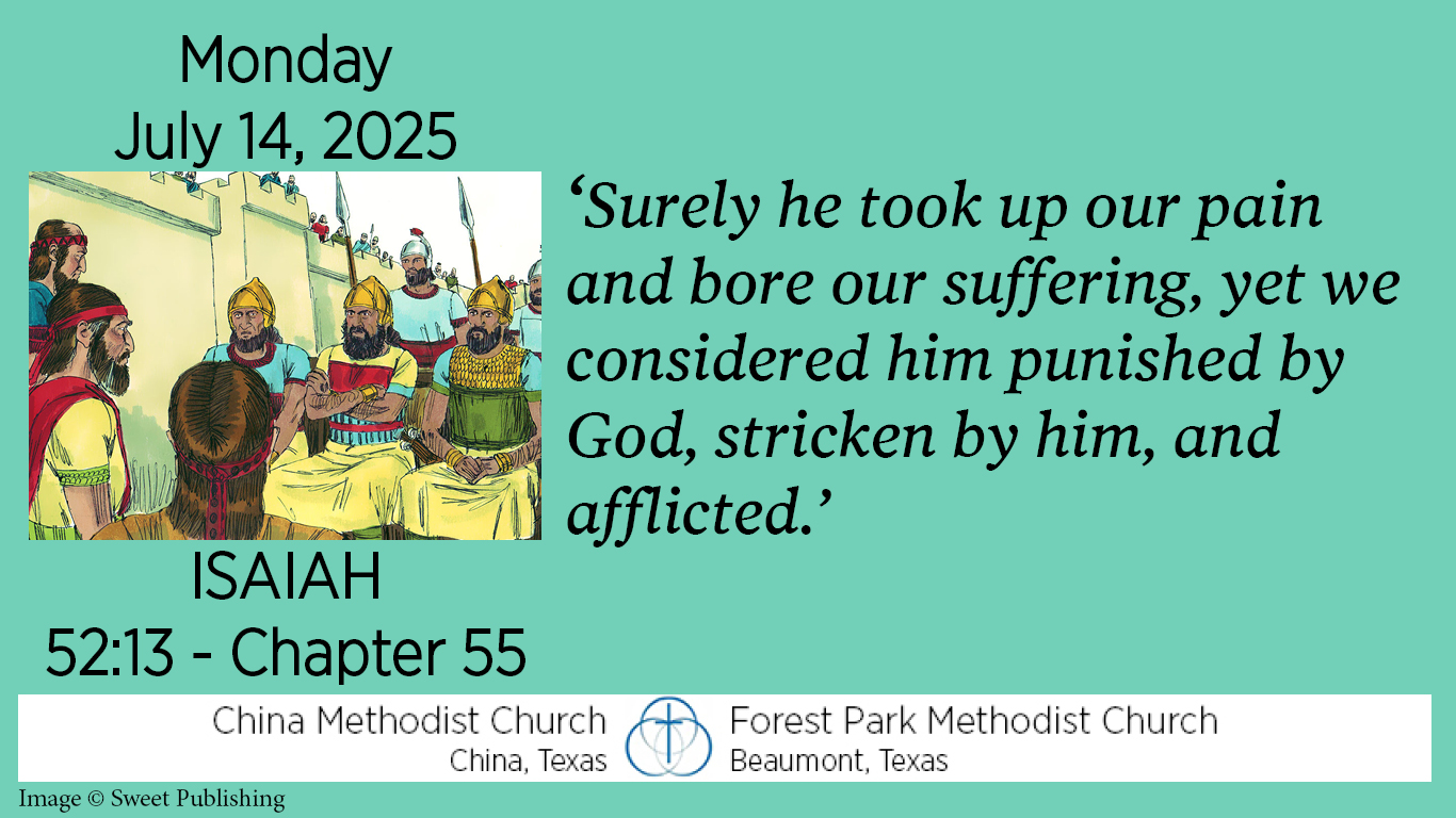 Surely he took up our pain and bore our sufering, yet we considered him punished by God, stricken by him , and afflicted.