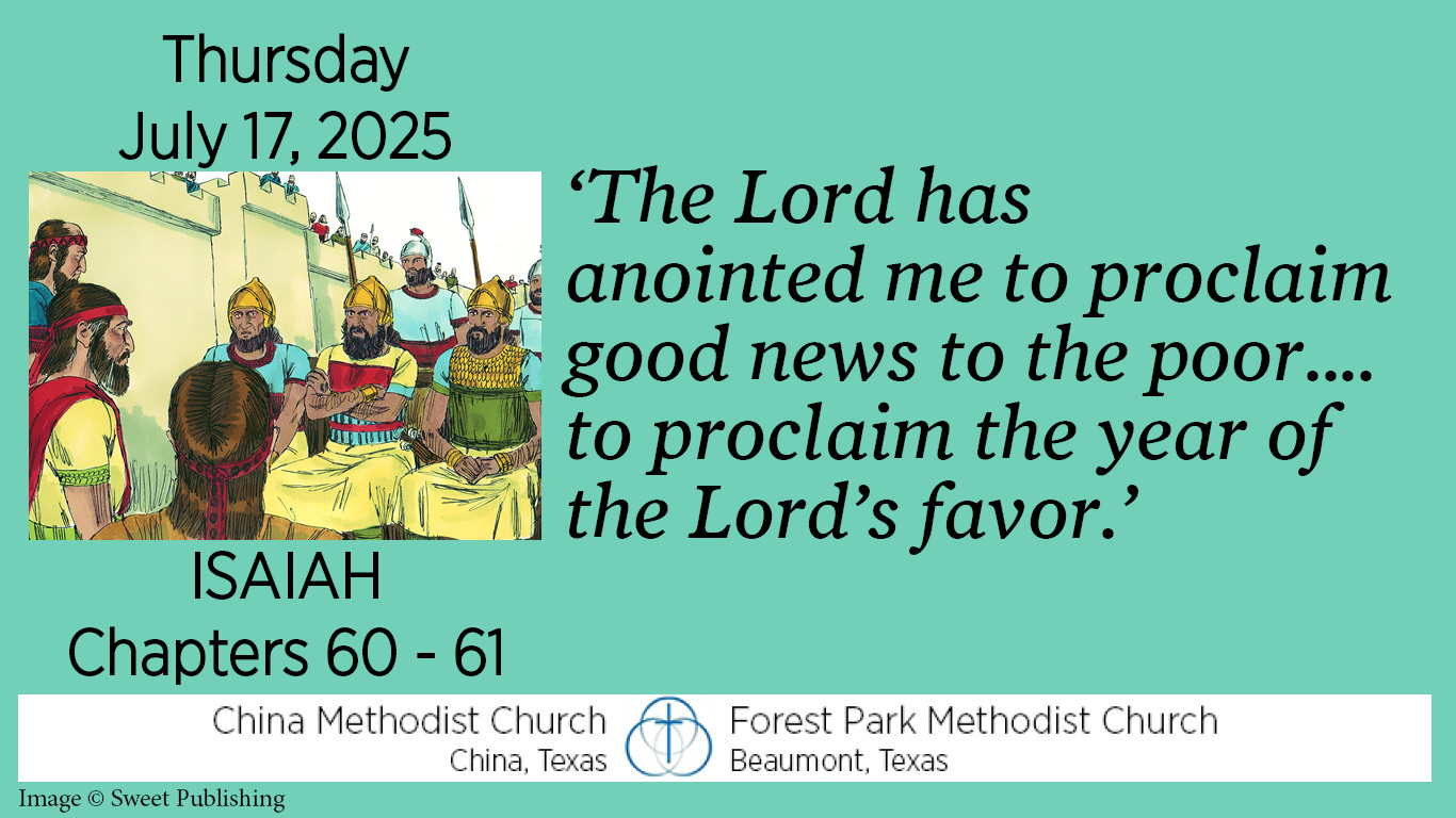The Lord has anointed me to proclaim good news to the poor.... to proclaim the year of the Lord's favor.